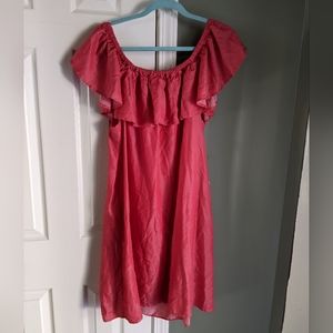 Philosophy Red Chambray Off Shoulder Dress